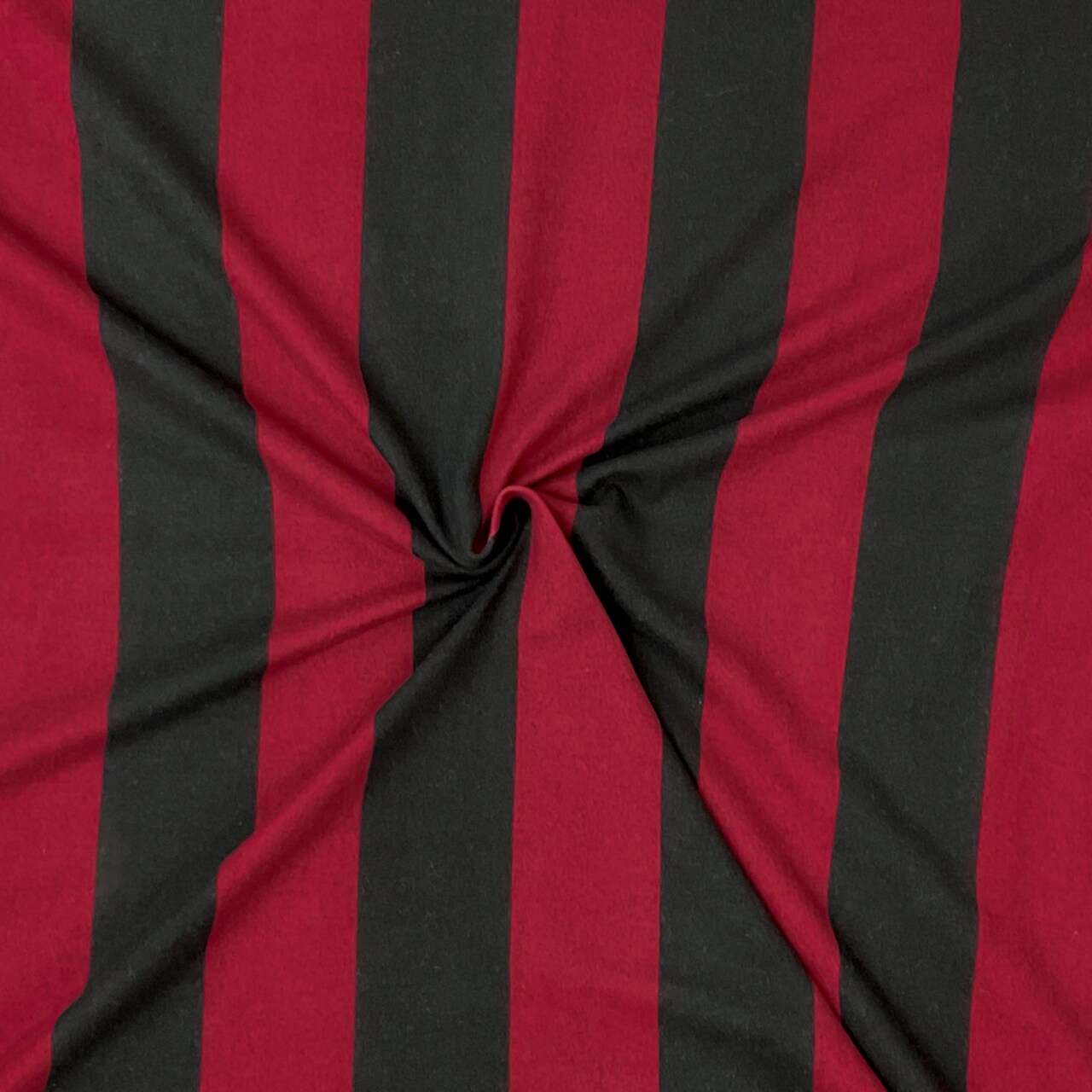 Red-Black Poly Stretch Spandex Vertical Stripe Print DB Jersey Knit Fabric By the Yard